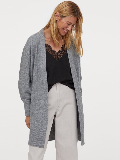H&M Women Grey Long Cardigan
