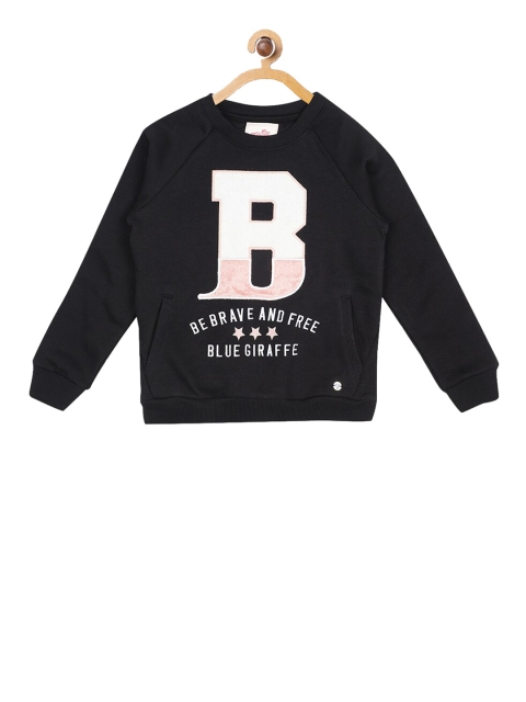 Blue Giraffe Boys Black Printed Sweatshirt