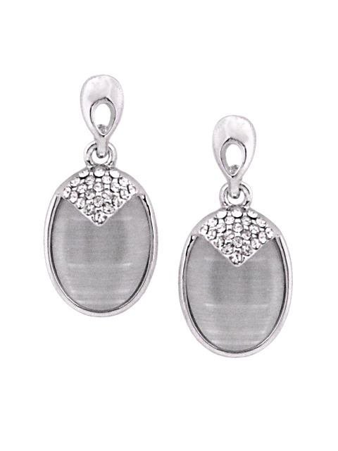 Sia Art Jewellery Silver-Plated Oval Drop Earrings