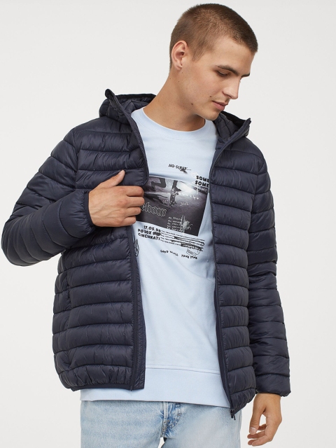 H&M Men Navy Blue Lightweight Puffer Jacket