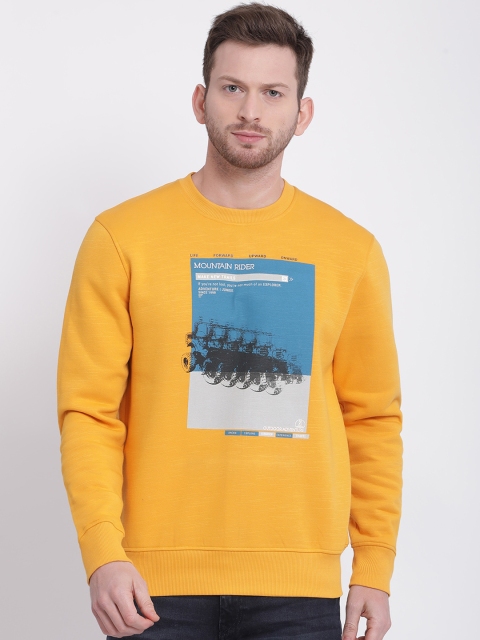 t-base Men Yellow & Blue Printed Sweatshirt