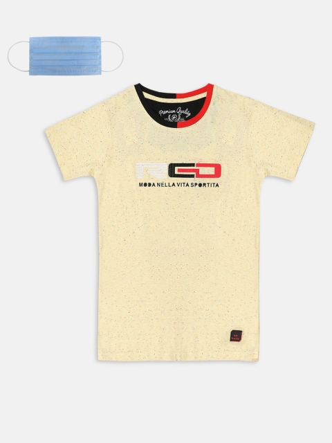 Lil Tomatoes Boys Yellow Printed Round Neck T-shirt