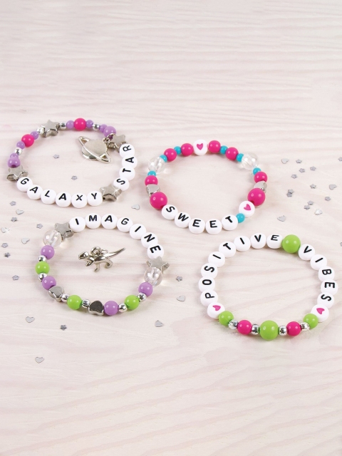 make it real Kids Multi-Coloured Block & Rock Charm Bracelets Do It Yourself Kit