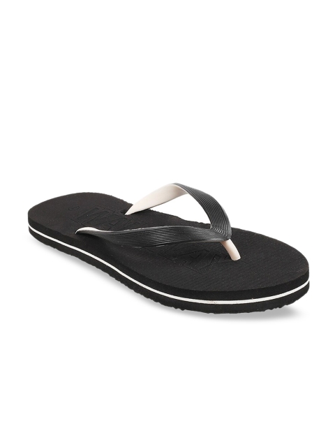 WALKWAY Men Black Solid Thong Flip-Flops