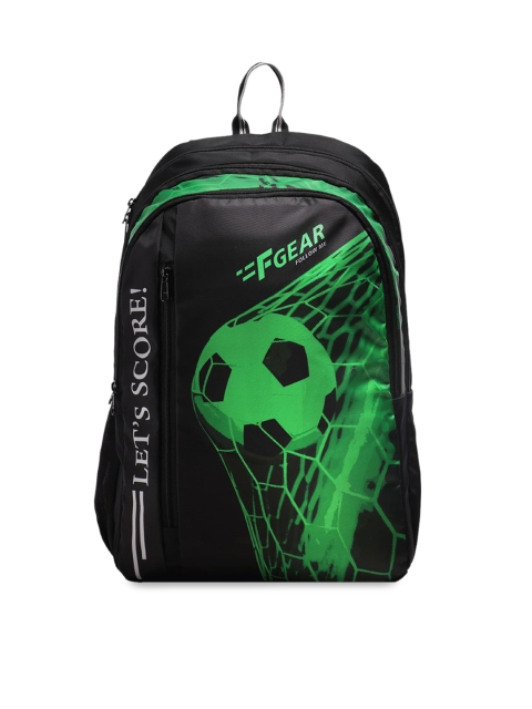 F Gear Unisex Black & Green Graphic Backpack