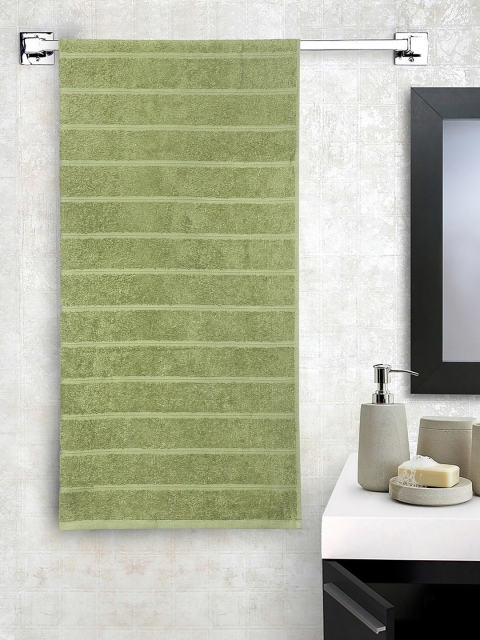SPACES Green Striped 233 GSM Bath Towel