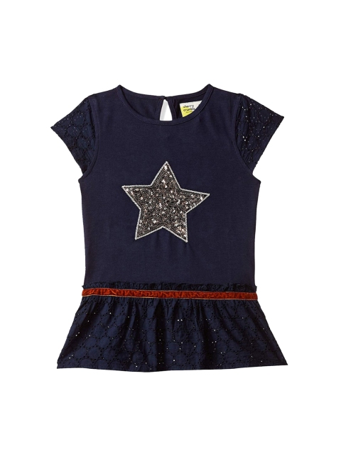 Cherry Crumble Girls Blue Embellished Peplum Top