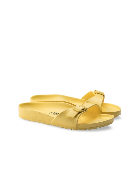 Birkenstock Women Yellow Buckled Sliders