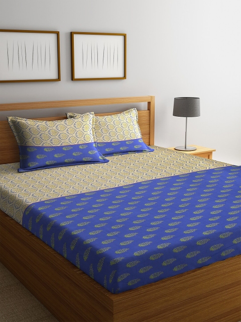 Cortina Blue & Beige Ethnic Motifs 144 TC Cotton 1 Queen Bedsheet with 2 Pillow Covers
Cortina Blue & Beige Ethnic Motifs 144 TC Cotton 1 Queen Bedsheet with 2 Pillow Covers