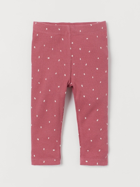 H&M Girls Pink Ribbed Leggings