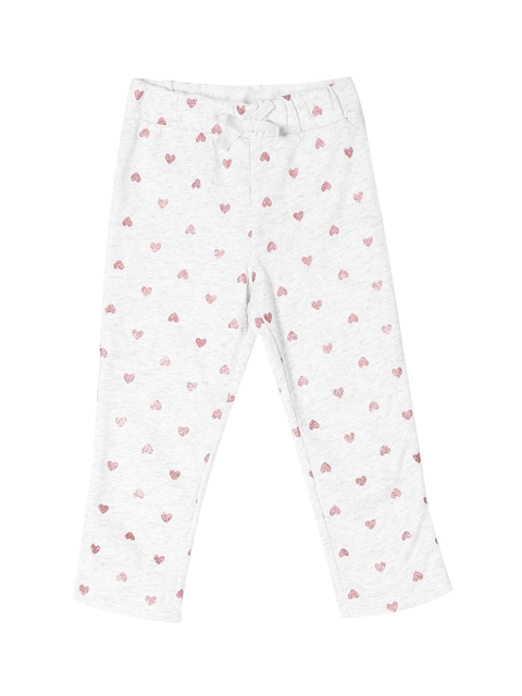 The Childrens Place Girls Grey & Red Glitter Printed Knitted Active Straight-Fit Track Pants