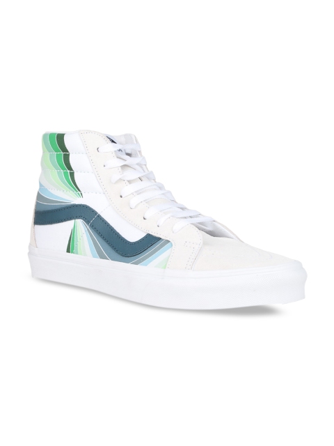 Vans Unisex White Striped High-Top Sneakers