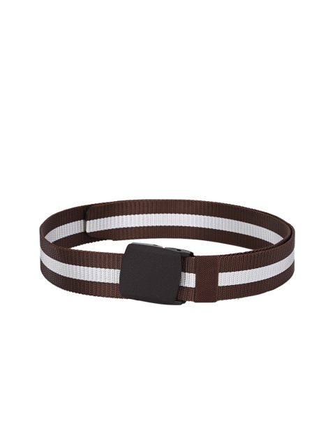 Calvadoss Men Brown & White Striped Belt