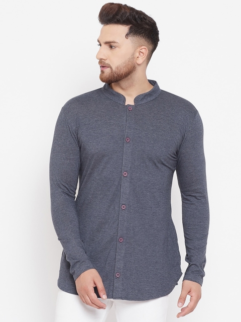 Hypernation Men Blue Solid Straight Shirt