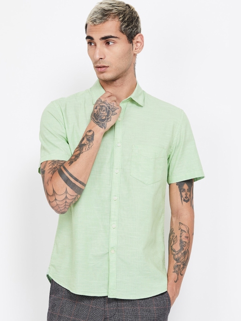 CODE by Lifestyle Men Green Regular Fit Solid Casual Shirt