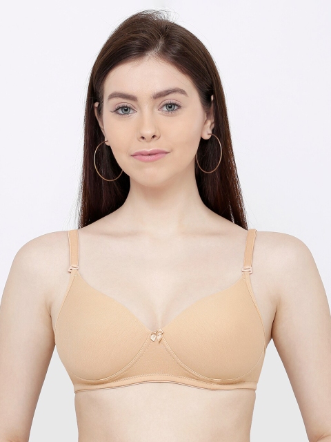 SHERRY Beige Solid Non-Wired Lightly Padded Everyday Bra