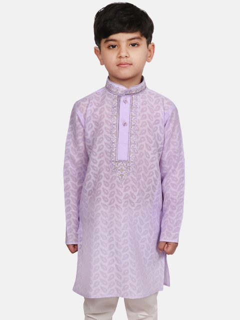 SG YUVRAJ Boys Purple Yoke Design Straight Kurta