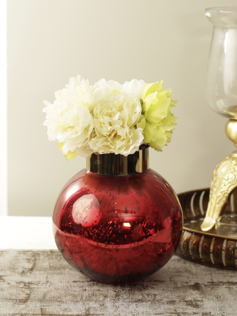 Living Essence Marvela Red Glass Candle Holder