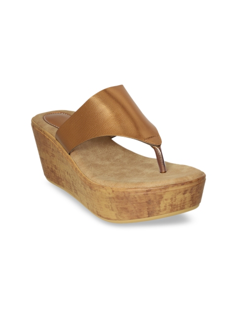 Vardhra Women Bronze-Toned Solid Wedges