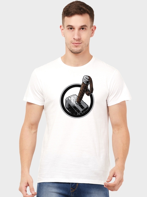 Free Authority Men White Thor Printed Round Neck T-shirt