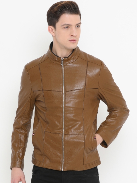 SHOWOFF Men Brown Solid Lightweight Biker Jacket