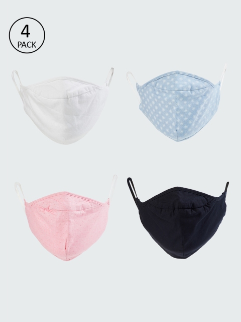 CODE by Lifestyle Adults 4 Pcs 2 Ply Reusable Masks, Blue