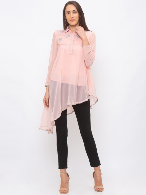 Globus Women Peach-Coloured Solid Shirt Style Top