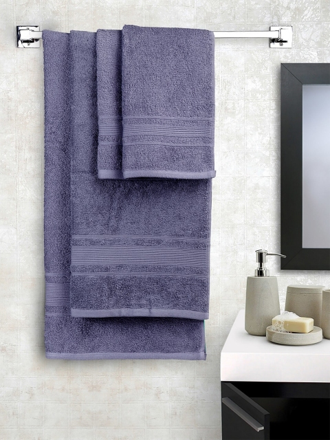 HOSTA HOMES Set of 4 Grey Solid 500 GSM Towels