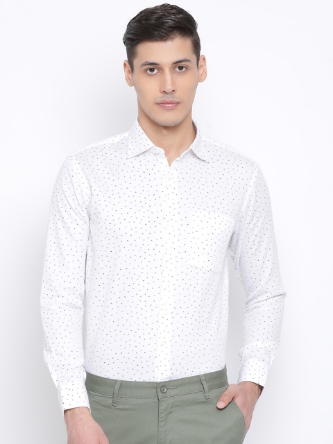 Richlook Men White Slim Fit Printed Casual Shirt