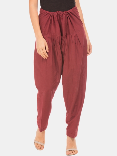 Karigari Women Red Solid Straight-Fit Salwar, Maroon