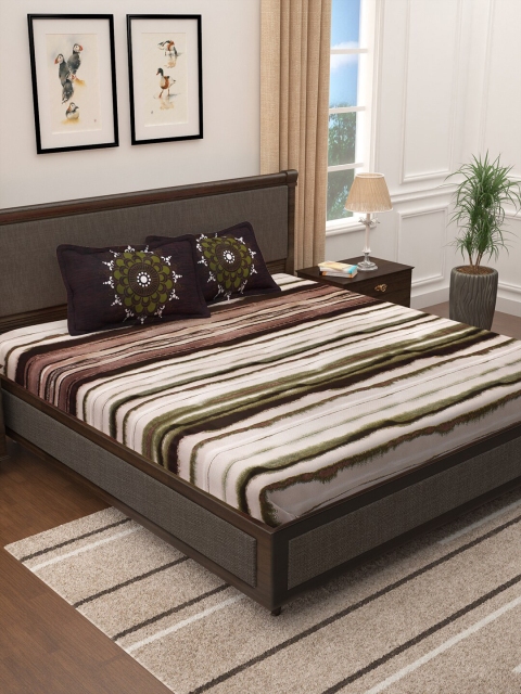 Story@home Off-White & Brown Striped 300 TC Cotton 1 King Bedsheet with 2 Pillow Covers
Story@home Off-White & Brown Striped 300 TC Cotton 1 King Bedsheet with 2 Pillow Covers