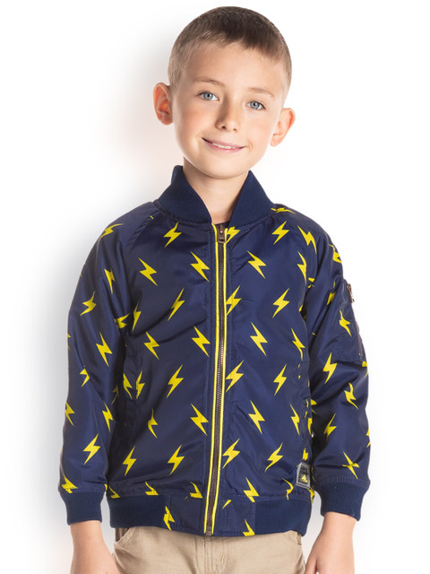 Cherry Crumble Kids Navy Blue & Yellow Blaze Print Bomber Jacket
Cherry Crumble Kids Navy Blue & Yellow Blaze Print Bomber Jacket