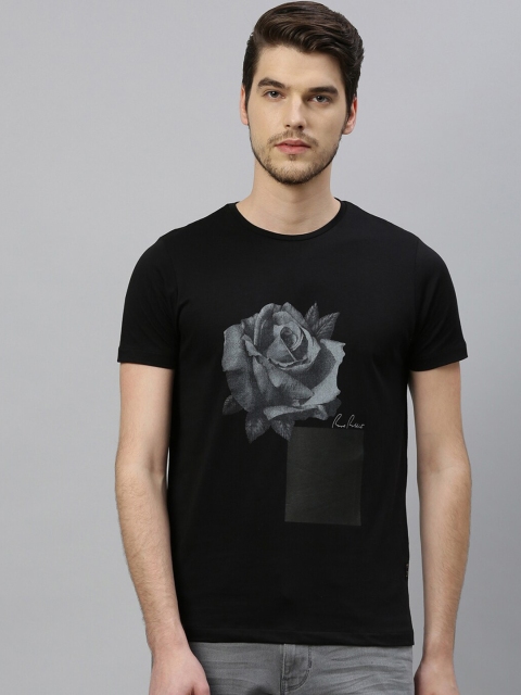 RARE RABBIT Men Black Printed Round Neck T-shirt