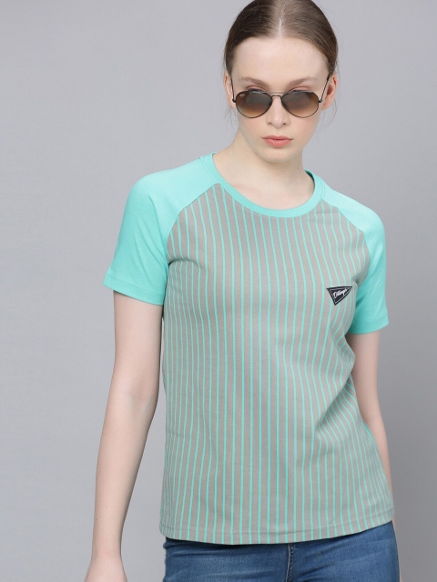DILLINGER Women Grey Striped Round Neck T-shirt