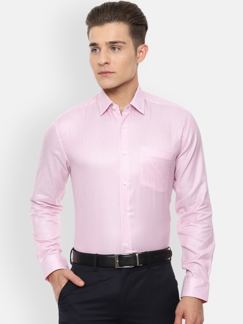 Luxure by Louis Philippe Men Pink Regular Fit Self Design Casual Shirt