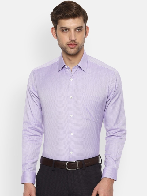 Luxure by Louis Philippe Men Purple Regular Fit Self Design Casual Shirt