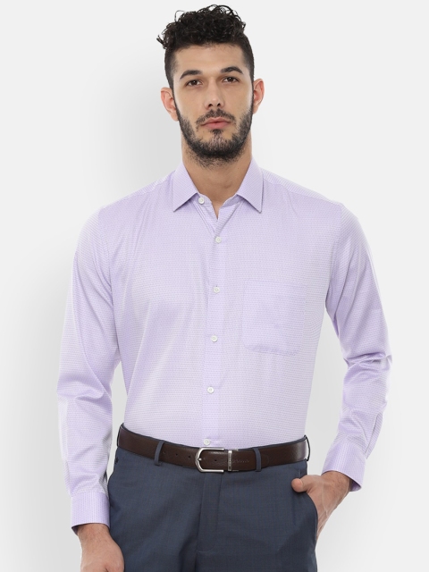 Luxure by Louis Philippe Men Purple Regular Fit Self Design Casual Shirt