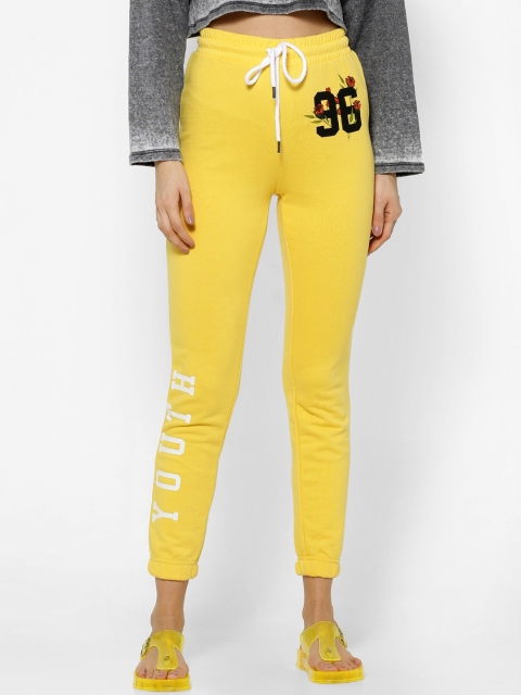 FOREVER 21 Women Yellow Regular Fit Solid Joggers