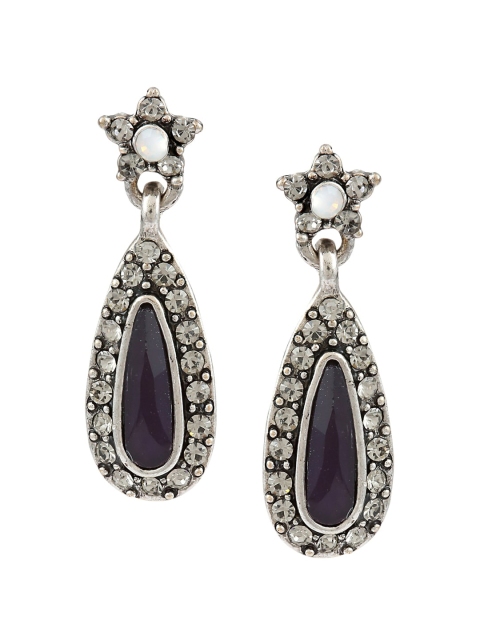 Sia Art Jewellery Black Silver Plated Handcrafted Classic Drop Earrings