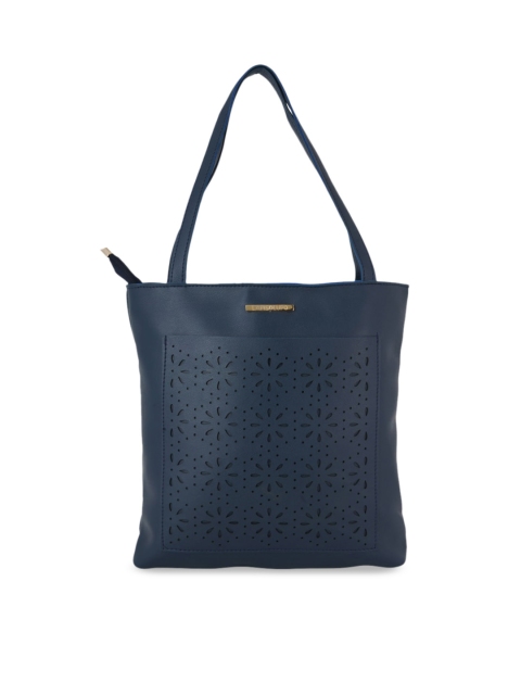 Lapis O Lupo Teal Blue Solid Laser Cut Detailed Shoulder Bag