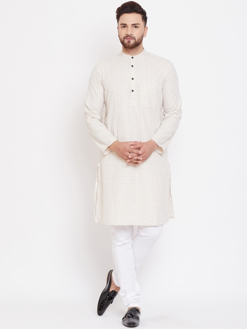 even Men Off-White Solid Straight Kurta
