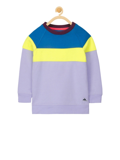 Cherry Crumble Unisex Kids Purple & Blue Colourblocked Sweatshirt