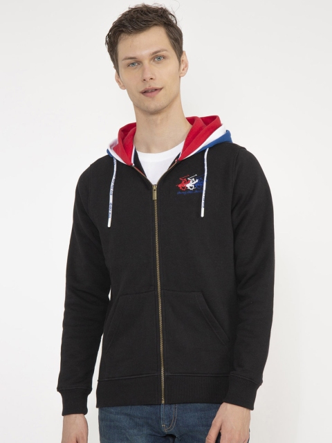 Beverly Hills Polo Club Men Black Solid Hooded Sweatshirt