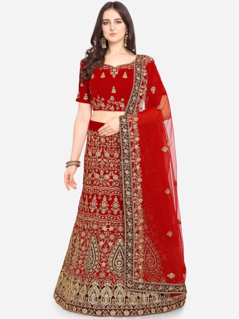 VRSALES Red & Gold-Toned Embroidered Semi-Stitched Lehenga & Unstitched Blouse with Dupatta
VRSALES Red & Gold-Toned Embroidered Semi-Stitched Lehenga & Unstitched Blouse with Dupatta