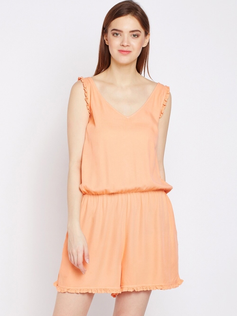 Oxolloxo Women Orange Solid Playsuit