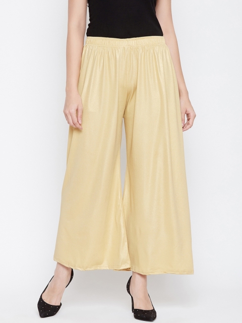 Castle Women Gold-Toned Solid Flared Palazzos
