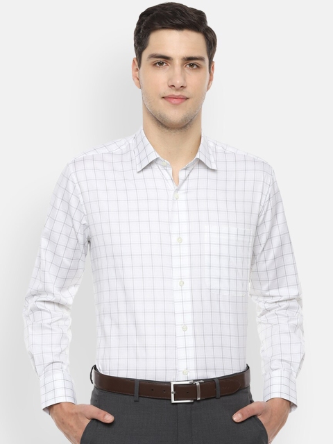 Luxure by Louis Philippe Men White Regular Fit Checked Formal Shirt