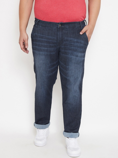 Instafab Plus Size Men Navy Blue Regular Fit Mid-Rise Clean Look Jeans