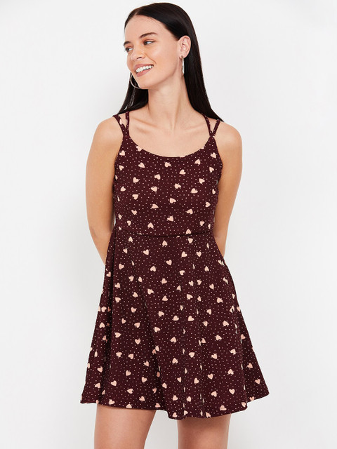 Ginger by Lifestyle Women Maroon Printed A-Line Dress
Ginger by Lifestyle Women Maroon Printed A-Line Dress