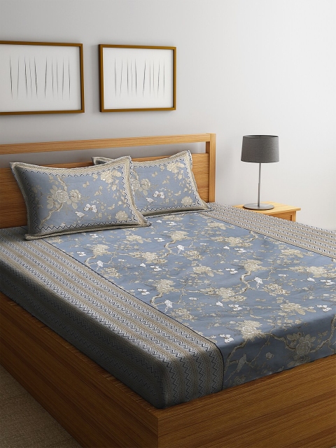 Rajasthan Decor Grey & Blue Floral 144 TC Cotton 1 Queen Bedsheet with 2 Pillow Covers
Rajasthan Decor Grey & Blue Floral 144 TC Cotton 1 Queen Bedsheet with 2 Pillow Covers
